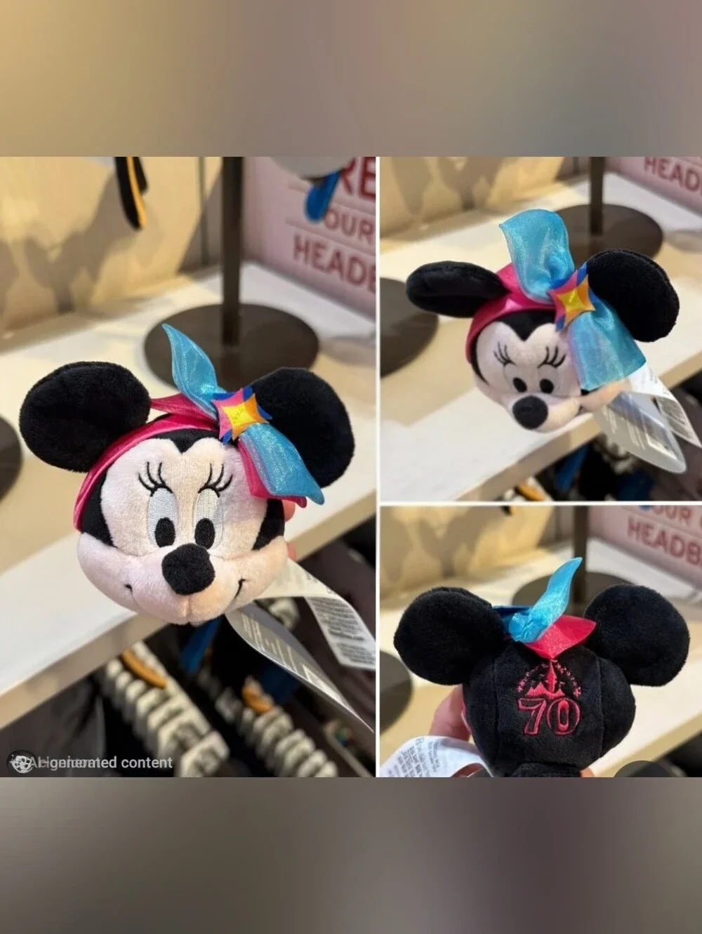 Disney 70th Headband  Mickey, Goofy, Minnie (Multicolor)